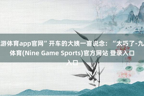 九游体育app官网”开车的大姨一喜说念：“太巧了-九游体育(Nine Game Sports)官方网站 登录入口