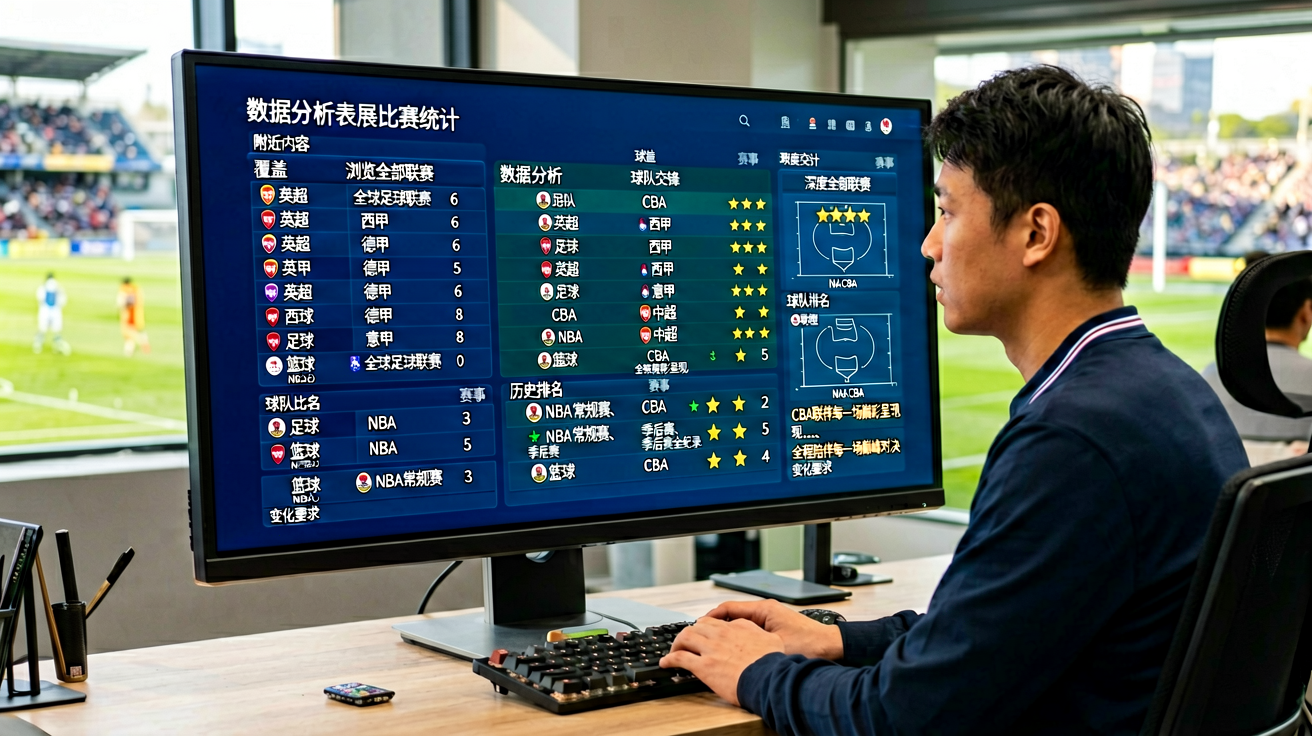 数据分析仪表盘展示比赛统计图表和球队对比信息